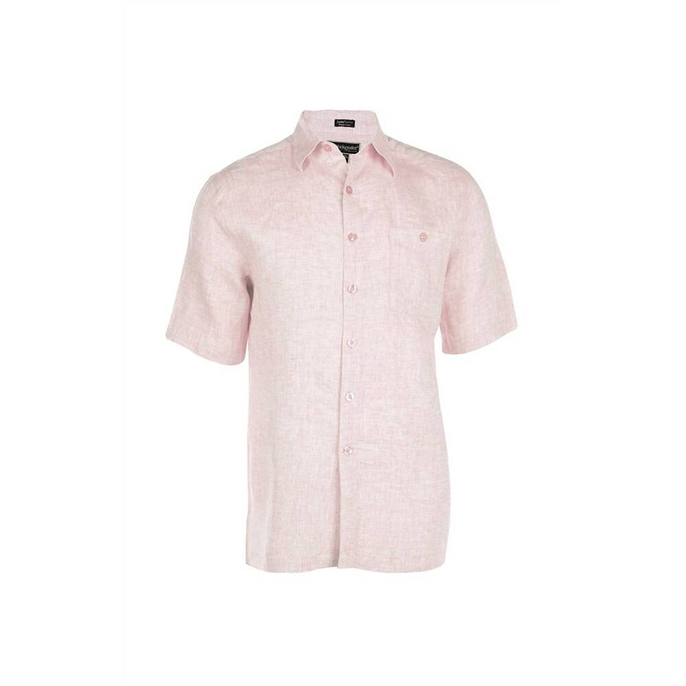 NEW HOOK & TACKLE men's pavilion short sleeve shirt in pink isle